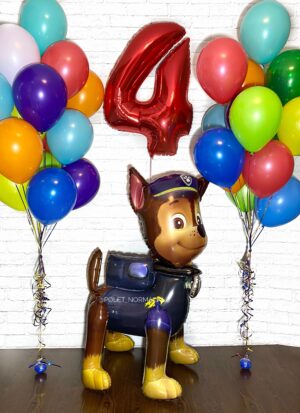 Набор гелиевых шариков с героями мультфильмов на день рождения 4 года – «Гонщик у руля XL»