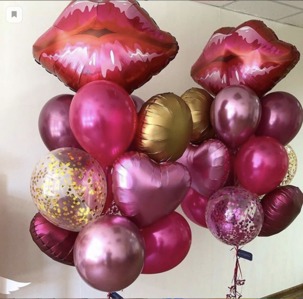 Облако воздушных шаров на праздник «Малиновый поцелуй»