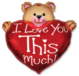 Фольгированный шар для влюбленных «Медведь с большим сердцем» 90 см