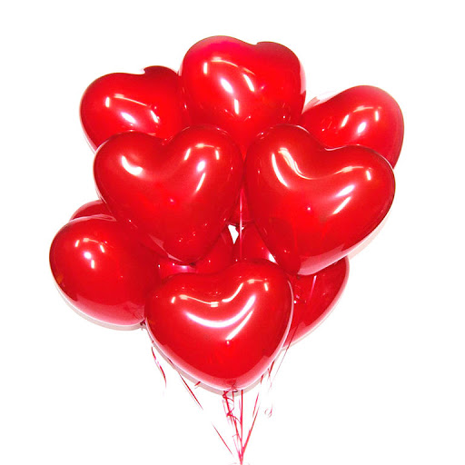 Фонтан из 20 красных латексных шаров в виде сердец 30 см