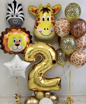 Набор шаров на день рождения детям «Веселый зоопарк»