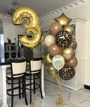 Композиция из воздушных шаров на день рождения 3 года – «Шоколадный леопард»