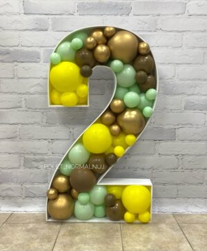 Дизайнерская каркасная цифра «2» на праздник с шарами 1 м