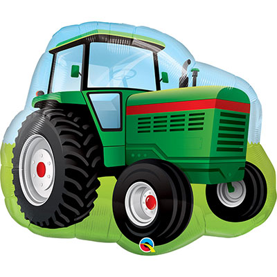 Фольгированная фигура с гелием «Трактор зеленый» 86 см