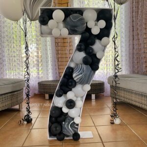 Дизайнерская каркасная цифра на день рождения с воздушными шариками 1 м