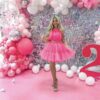 Фотозона из пайеток серебро и воздушных шаров «Barbie style» 2.4 на 3 м