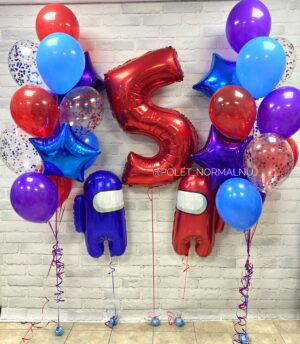 Композиция из воздушных шаров с Амонг Ас на праздник детям
