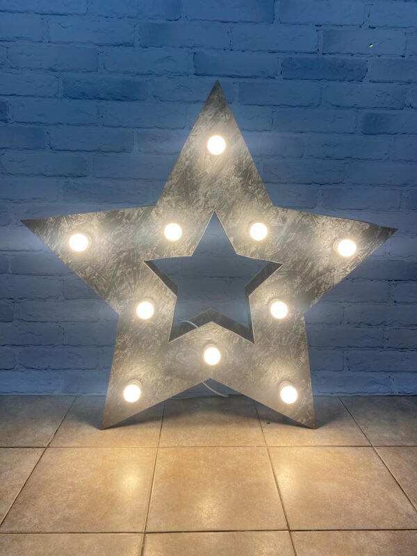 Светящаяся звезда для украшения праздника 95 см Серебро (аренда)