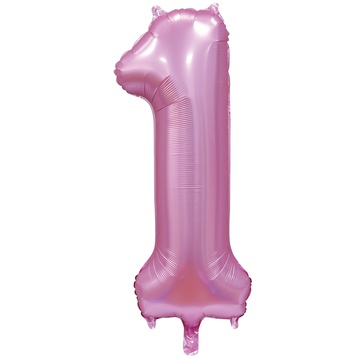 Фольгированный шар-цифра на день рождения «Цифра 1», розовый, сатин, 100 см