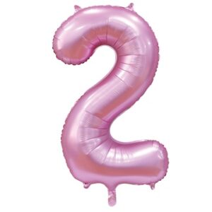 Фольгированный шар-цифра на день рождения «Цифра 2», розовый, сатин, 100 см