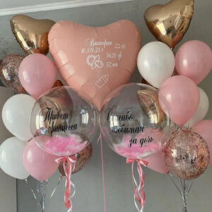 Воздушные шары на выписку «Розовый макаруни»