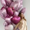Набор розовых фольгированных сердец на 14 февраля