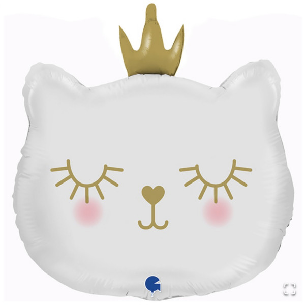 Фольгированный шар с гелием «Кошка-принцесса белая» 66 см