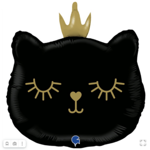 Фольгированный шар с гелием «Кошка-принцесса черная» 66 см
