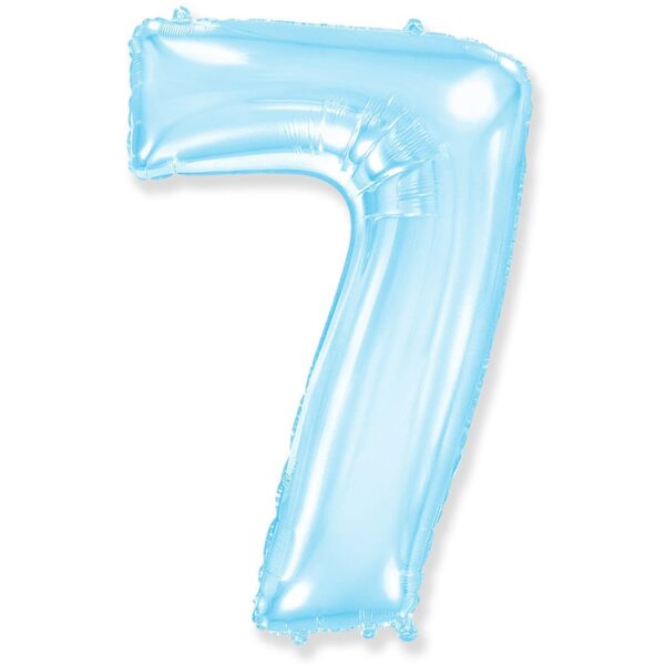 Воздушный шар для украшения праздника «Цифра 7», Голубой макарунс 102 см