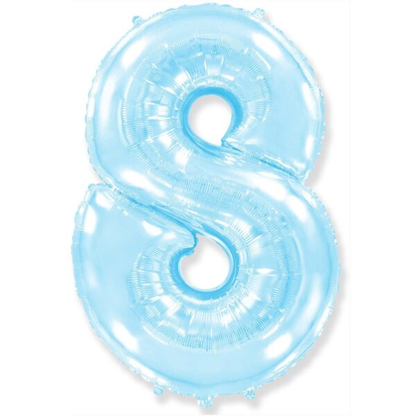 Воздушный шар для украшения праздника «Цифра 8», Голубой макарунс 102 см