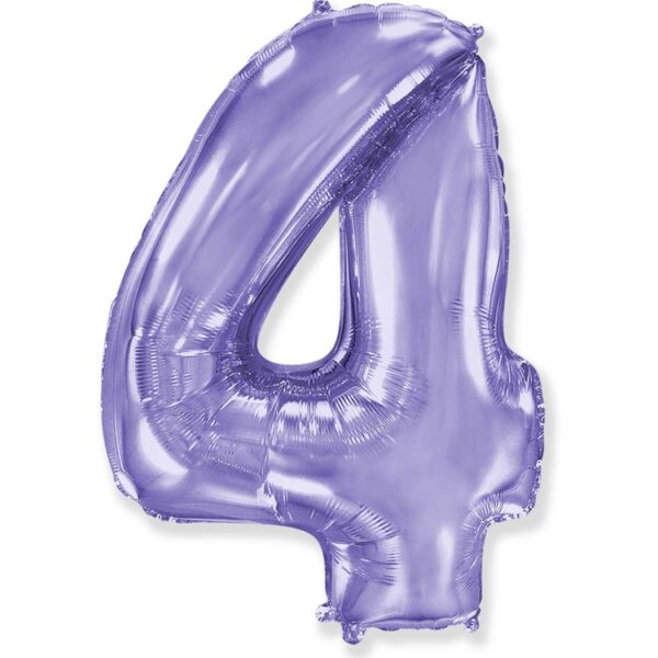 Воздушный шар для украшения праздника «Цифра 4», Сиреневый 102 см