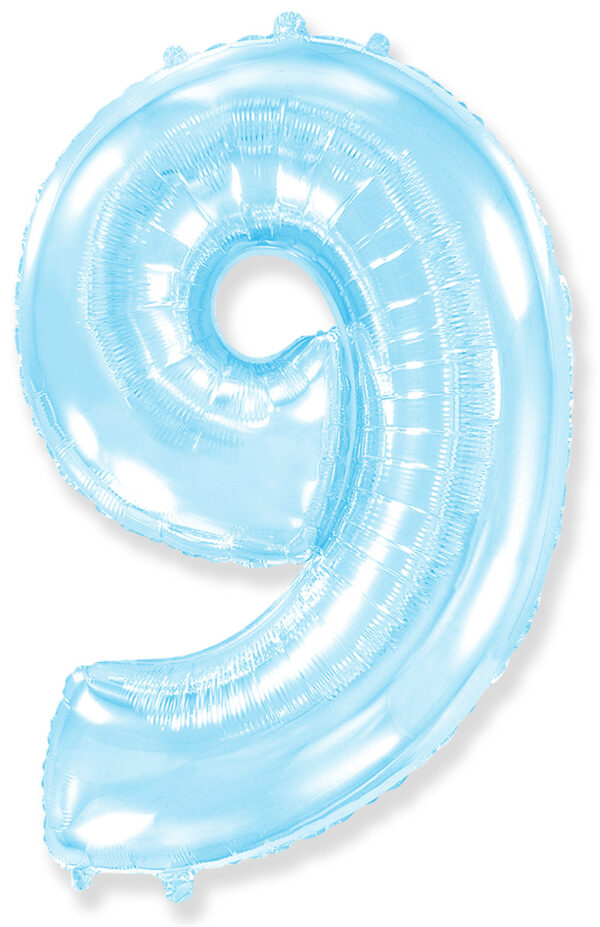 Воздушный шар для украшения праздника «Цифра 9», Голубой макарунс 102 см