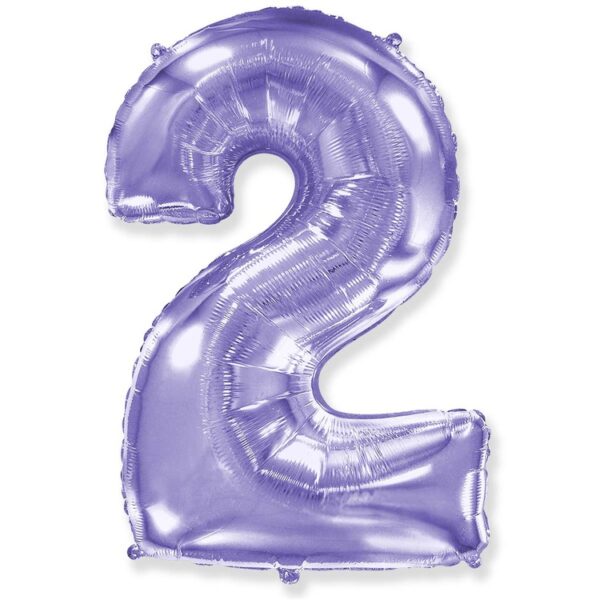 Воздушный шар для украшения праздника «Цифра 2», Сиреневый 102 см