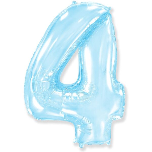Воздушный шар для украшения праздника «Цифра 4», Голубой макарунс 102 см