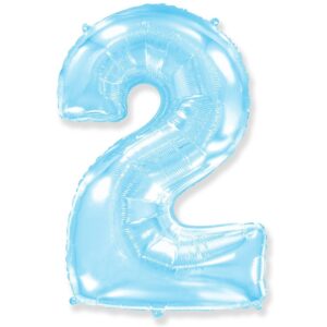 Воздушный шар для украшения праздника «Цифра 2», Голубой макарунс 102 см