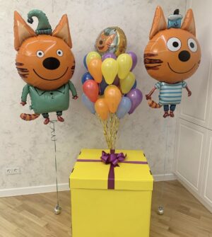 Коробка с  шариками и героями «Три Кота»