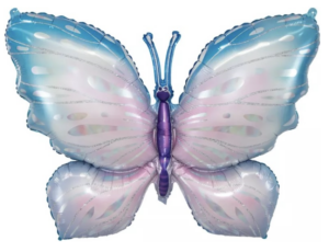 Фольгированная фигура с гелием «Бабочка» снежная